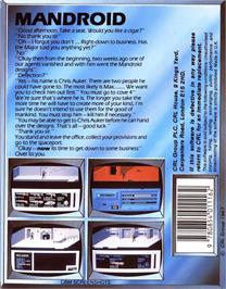 Box back cover for Mandroid on the Commodore 64.