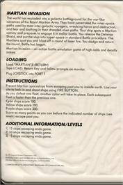 Box back cover for Martian Invasion on the Commodore 64.