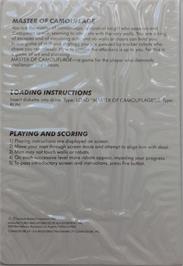 Box back cover for Master Of Camouflage on the Commodore 64.