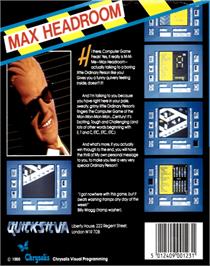 Box back cover for Max Headroom on the Commodore 64.