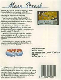 Box back cover for Mean Streak on the Commodore 64.