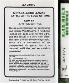 Box back cover for Metagalactic Llamas - Battle At The Edge Of Time on the Commodore 64.