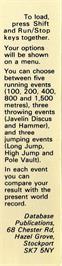 Box back cover for Micro Olympics on the Commodore 64.