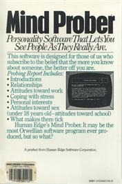 Box back cover for Mind Prober on the Commodore 64.