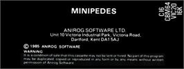 Box back cover for Minipedes on the Commodore 64.