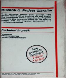 Box back cover for Mission 2 - Project Gibraltar on the Commodore 64.