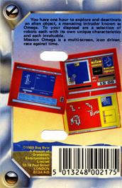 Box back cover for Mission Omega on the Commodore 64.