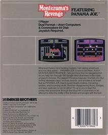Box back cover for Montezuma's Revenge on the Commodore 64.