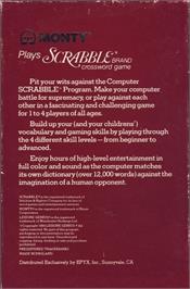 Box back cover for Monty Plays Scrabble on the Commodore 64.