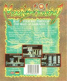 Box back cover for MoonShadow (Idea Software) on the Commodore 64.