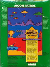 Box back cover for Moon Patrol (Avalon Hill) on the Commodore 64.