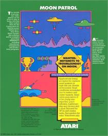 Box back cover for Moon Patrol on the Commodore 64.