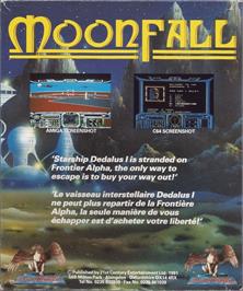 Box back cover for Moonfall on the Commodore 64.