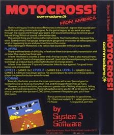Box back cover for Motocross (Codemasters) on the Commodore 64.