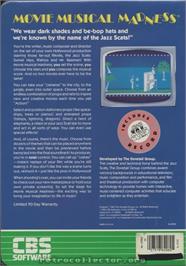 Box back cover for Movie Musical Madness on the Commodore 64.