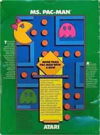 Box back cover for Ms. Pac-Man on the Commodore 64.
