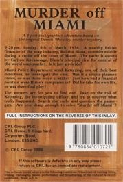 Box back cover for Murder Off Miami on the Commodore 64.