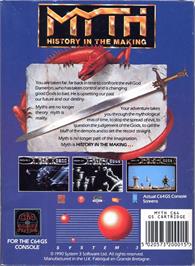 Box back cover for Myth - History in the Making on the Commodore 64.
