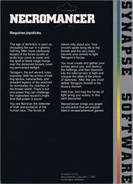 Box back cover for Necromancer on the Commodore 64.