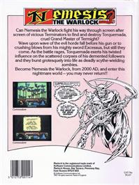 Box back cover for Nemesis the Warlock on the Commodore 64.