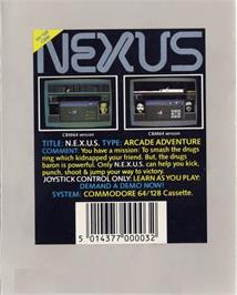 Box back cover for Nexus on the Commodore 64.