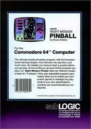 Box back cover for Night Mission Pinball Extended (2024) on the Commodore 64.