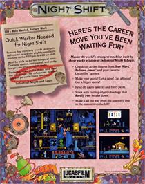 Box back cover for Night Shift on the Commodore 64.