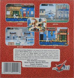 Box back cover for Ninja Rabbits on the Commodore 64.