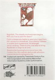 Box back cover for Nosferatu The Vampyre on the Commodore 64.