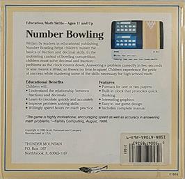 Box back cover for Number Bowling on the Commodore 64.