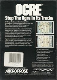 Box back cover for Ogre (Origin Systems) on the Commodore 64.
