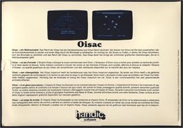 Box back cover for Oisac on the Commodore 64.