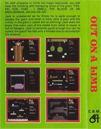 Box back cover for Out On A Limb on the Commodore 64.