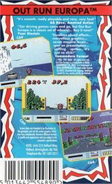 Box back cover for Out Run Europa on the Commodore 64.