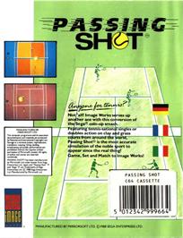 Box back cover for Passing Shot on the Commodore 64.