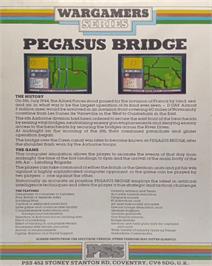 Box back cover for Pegasus Bridge on the Commodore 64.