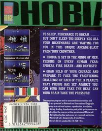 Box back cover for Phobia (Ahoy!) on the Commodore 64.