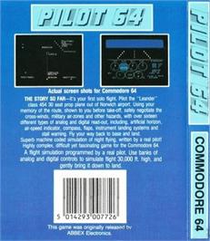 Box back cover for Pilot 64 on the Commodore 64.