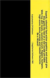 Box back cover for Pinball Wizard (CP Software) on the Commodore 64.