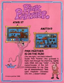 Box back cover for Pink Panther on the Commodore 64.