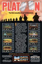 Box back cover for Platoon on the Commodore 64.
