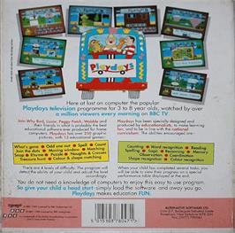 Box back cover for Playdays on the Commodore 64.