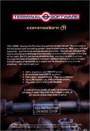 Box back cover for Plumb Crazy on the Commodore 64.