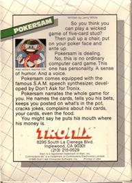 Box back cover for Pokersam on the Commodore 64.