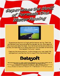 Box back cover for Pole Position on the Commodore 64.