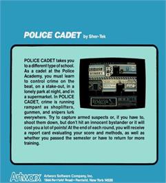 Box back cover for Police Cadet on the Commodore 64.