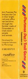Box back cover for Postman Pat's Trail Game on the Commodore 64.