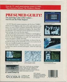 Box back cover for Presumed Guilty! on the Commodore 64.