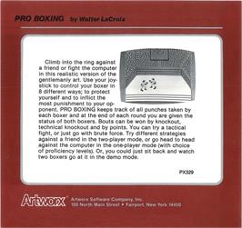 Box back cover for Pro Boxing on the Commodore 64.