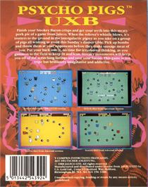 Box back cover for Psycho Pigs UXB on the Commodore 64.
